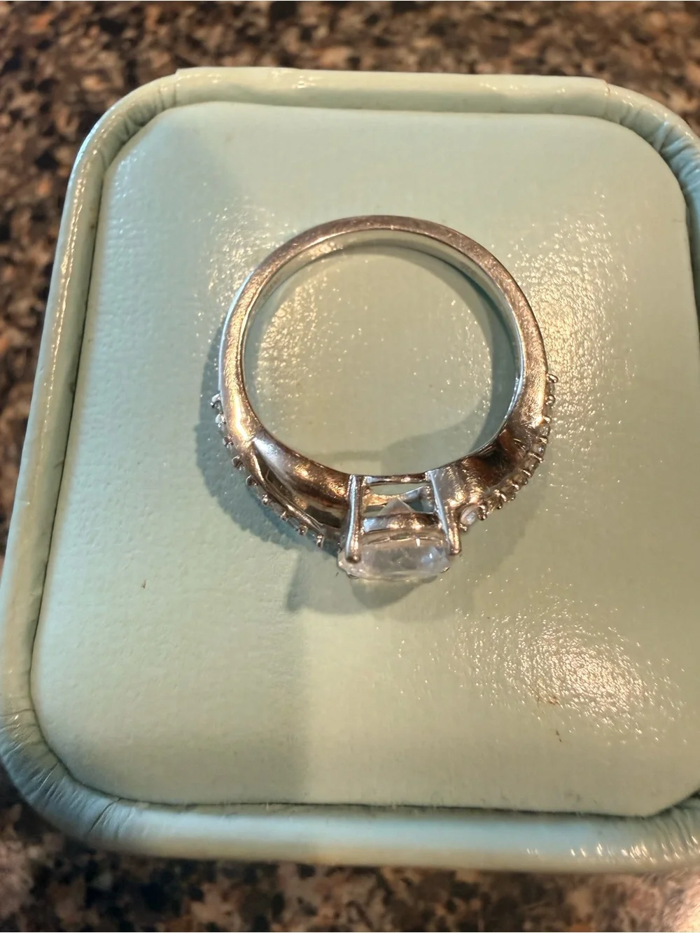 Silver & Rose sterling silver  Twist Ring with Clear Stone - Women's Jewel 7